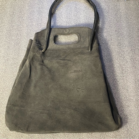 Free People Rosetta Top Handle Suede Shoulder Bag Gray Grey  flawed - Picture 4 of 11